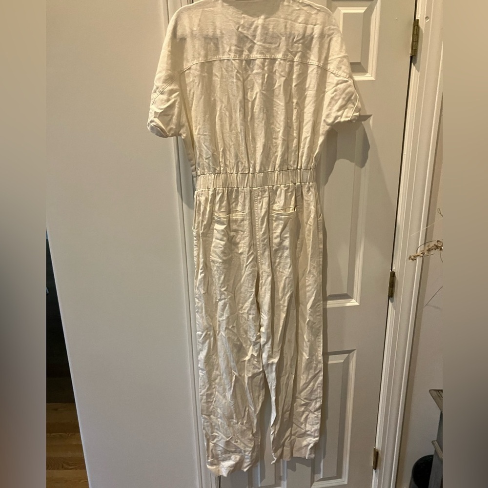 NWT Women's Universal Thread Short Sleeve Linen Boilersuit Jumpsuit- Cream 6 - Picture 3 of 10